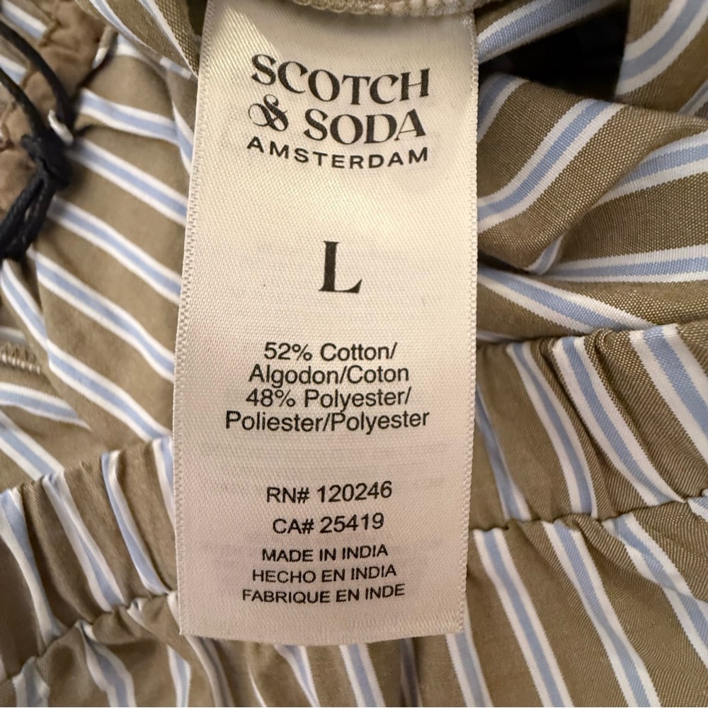 NWT Scotch & Soda Striped Easy Drawstring Shorts Martini Olive Size Large - Picture 9 of 11